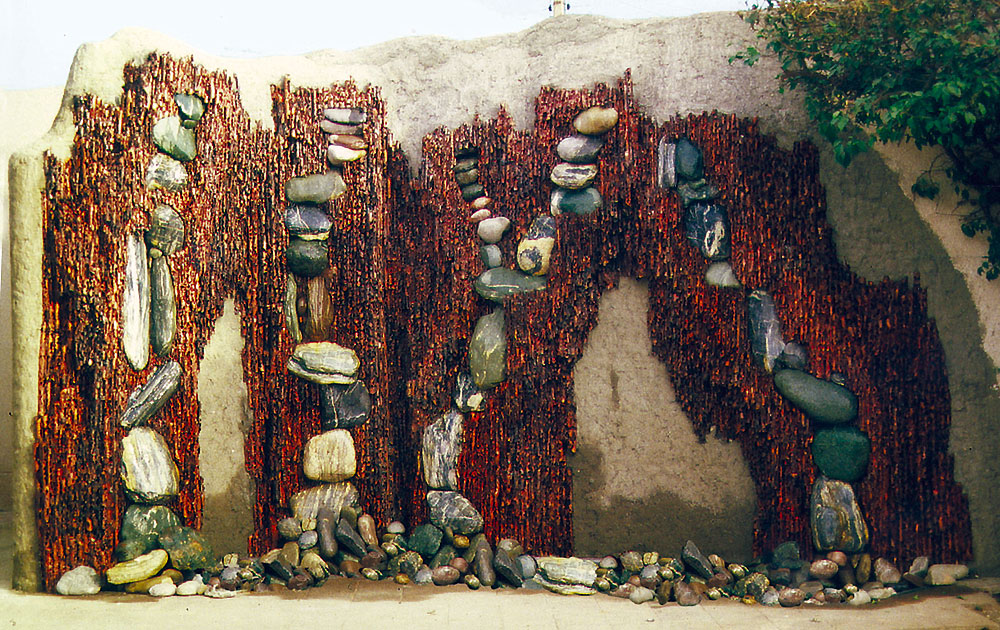 Gartenbrunnen aus Kupfer-Rohren