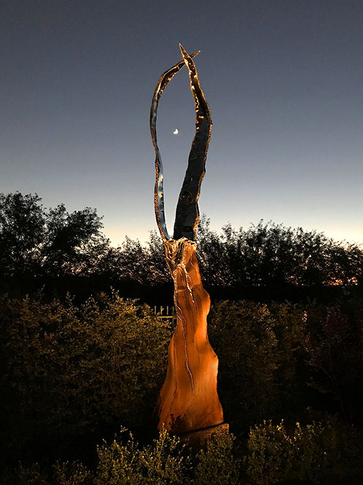 Outdoor-Feuerobjekt, Bioethanol-Fackel, Metall Kunst Unikat für den Außenbereich