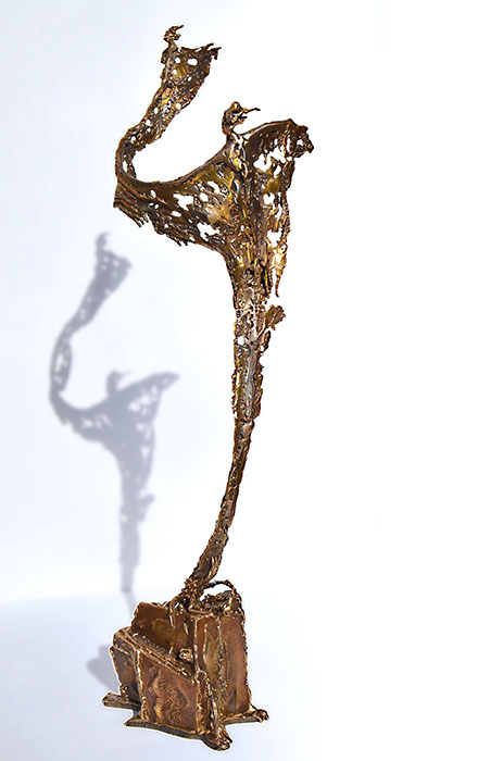 Moderne Bronze-Skulptur aus Stahl und Bronze geschweißt, Metall Kunst Unikat