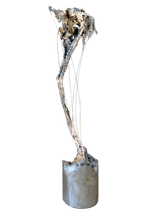 Schweißkunst aus Österreich, Siberne Metallskulptur aus geschweißtem Edelstahl