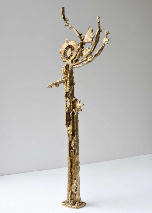 Individuelle Grabkunst, Urnengrab-Gestaltung, Abstraktes Kreuz aus Bronze