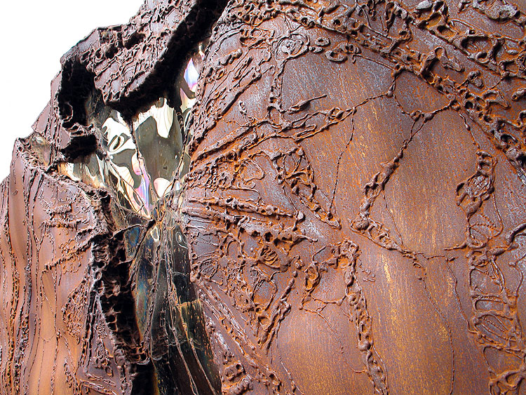 Christusbild, Metallbild aus Roststahl und Edelstahl