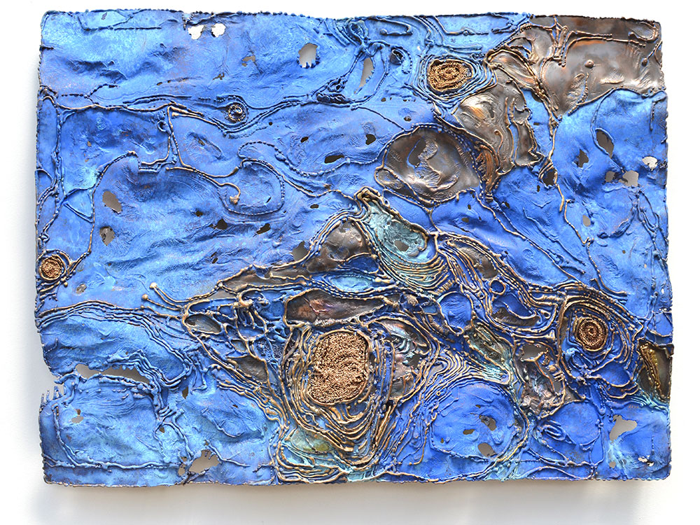 Gemälde aus Bronze geschweißt und blau patiniert