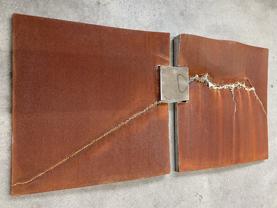 Individuelles, braunes Metallbild