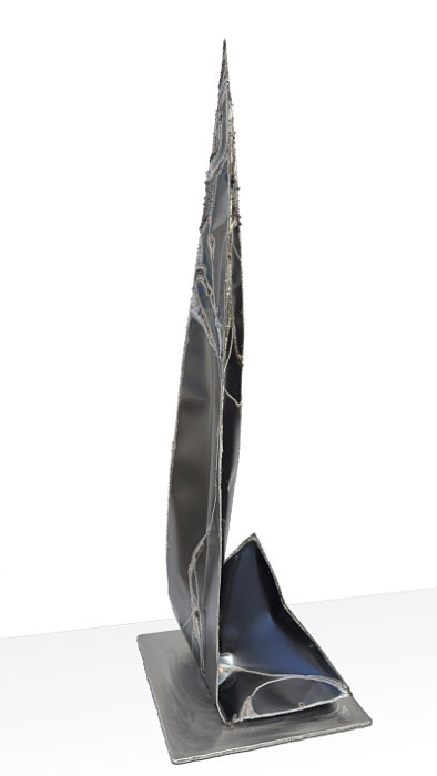 Moderne Skulptur, Implodierte Pyramide aus Edelstahl
