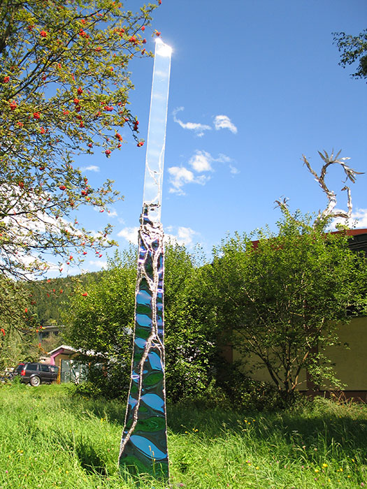 Skulpturen aus Edelstahl für den Garten, Säule aus poliertem Edelstahl