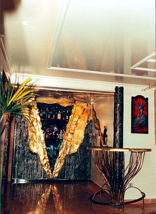 Metal art furniture of welded bronze and steel