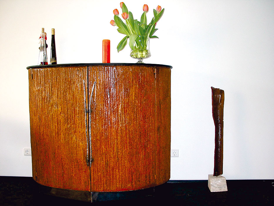 Interior metal design of rusted steel