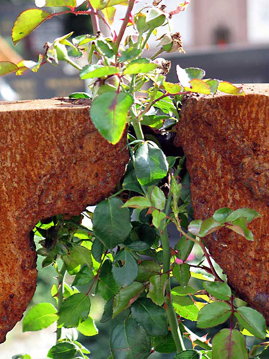 Cross Grave Marker, Rusted Steel