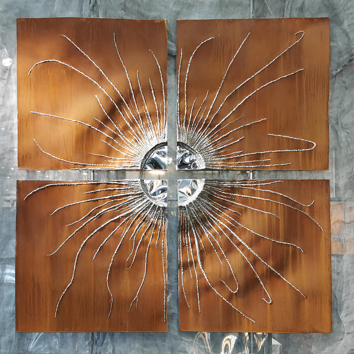Contemporary Metal Art, Round Wall Object, Extravagant Oval Wall Sculpure