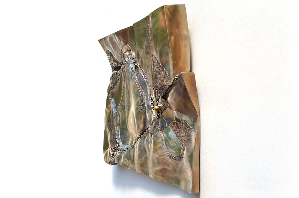 Welded Piece of Art; Wall Object from Polished Stainless Steel