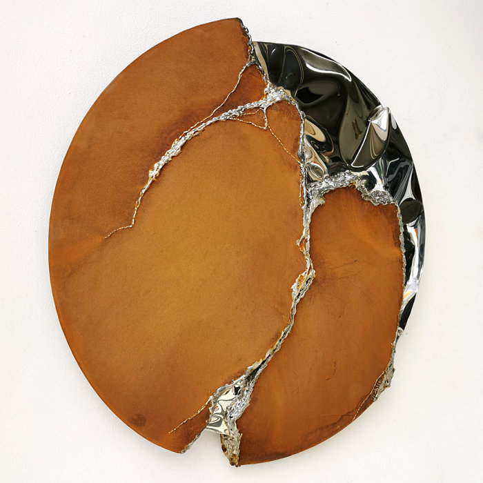 Modern, Round Wall Artwork of Rusted Steel