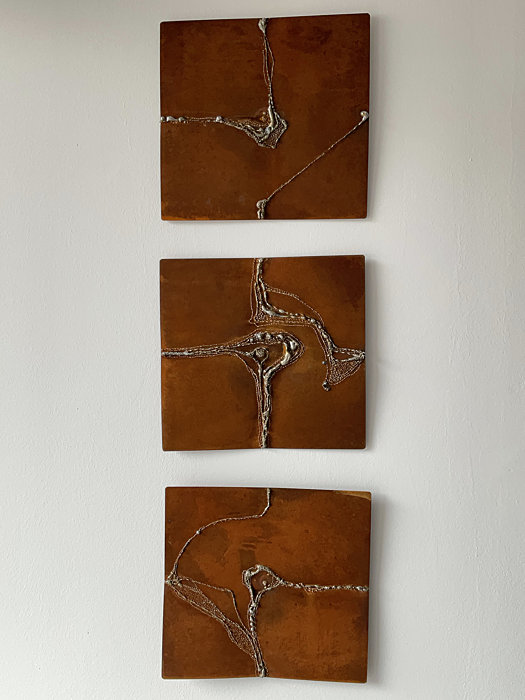1x3 wall artwork in rusty corten steel