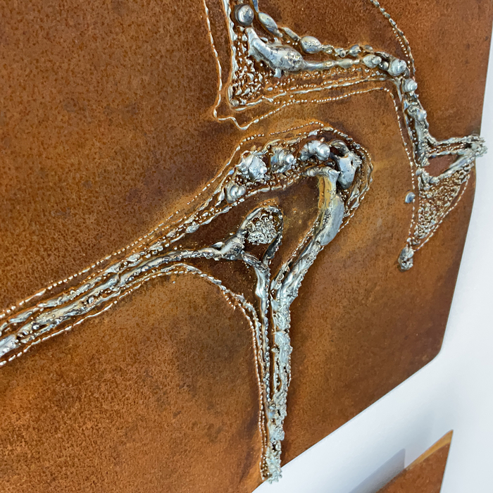 1x3 wall artwork welded in rusty corten steel