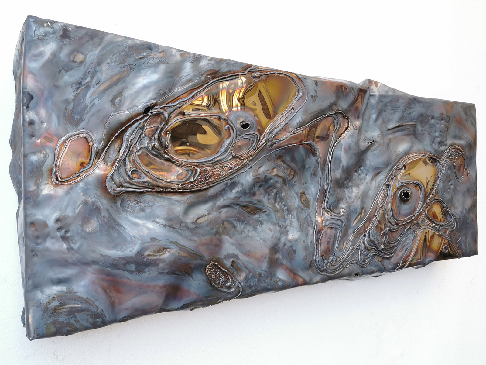Gray Wall Artwork of Burned Steel