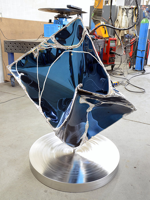 Cube Sculpture Bronze Stainless Steel