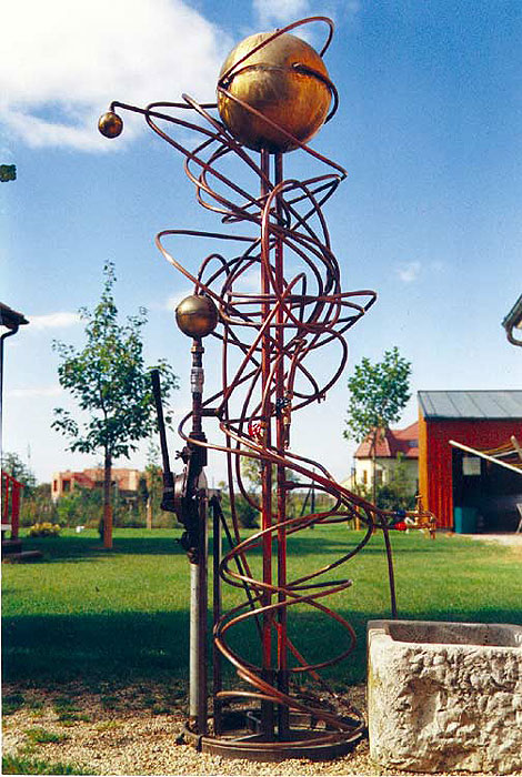 Fountain made of three Brass Balls and Copper Pipes