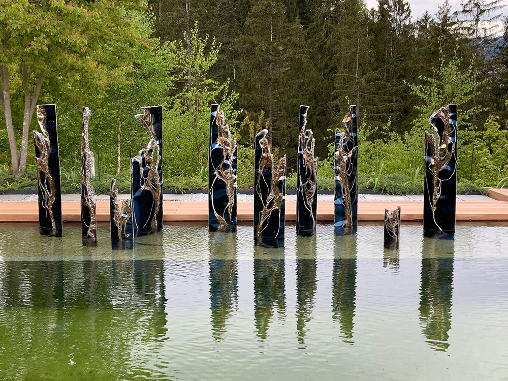 Modern Pond Fountain of Stainless Steel, Metal Art